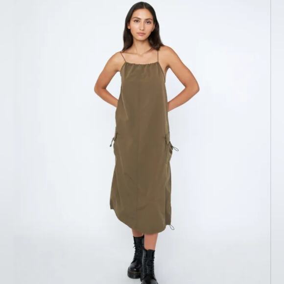 EMORY PARK Dark Green Nylon Midi Dress, Size Small - Picture 4 of 12